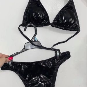 Black leather bikini set, never worn